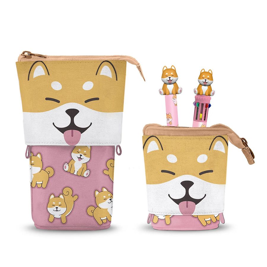 Estuche Vertical con 2 bolígrafos Perro Shiba Oh My Pop