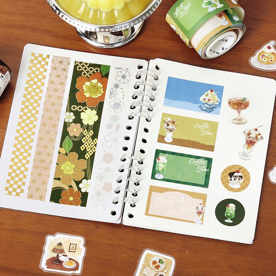 Cuaderno para Pegatinas de Hojas Satinadas Amarillo Pudding Retro BGM - Imagen 2